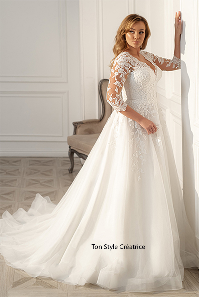 Robe de mariée princesse avec manche dentelle pas cher Gard
