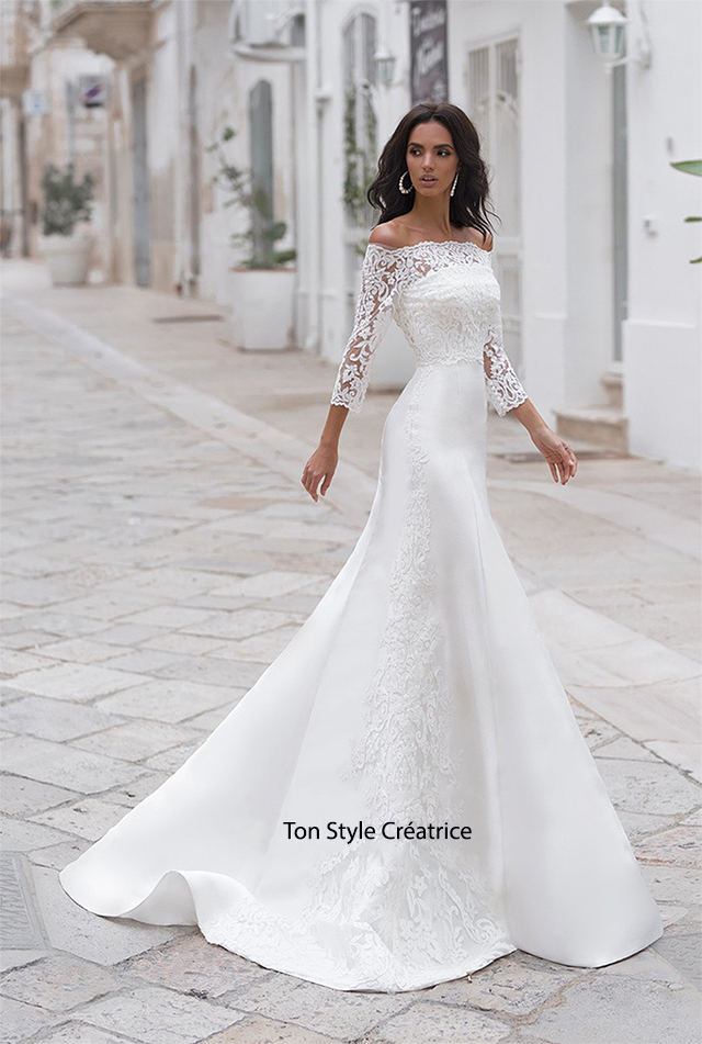 Robe de mariée près du corps en satin Gard