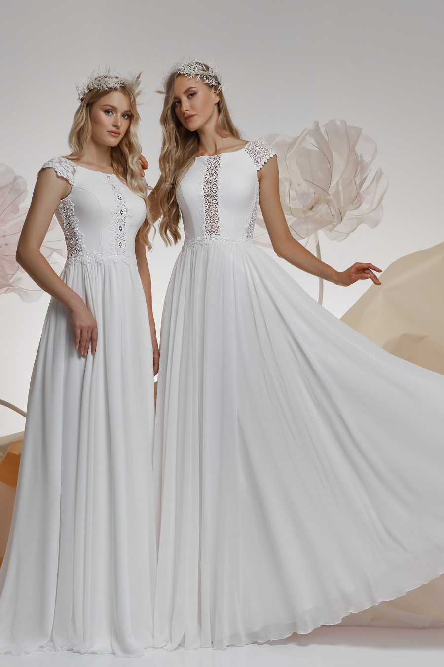 Robe de mariée style bohème en mousseline Lyon France